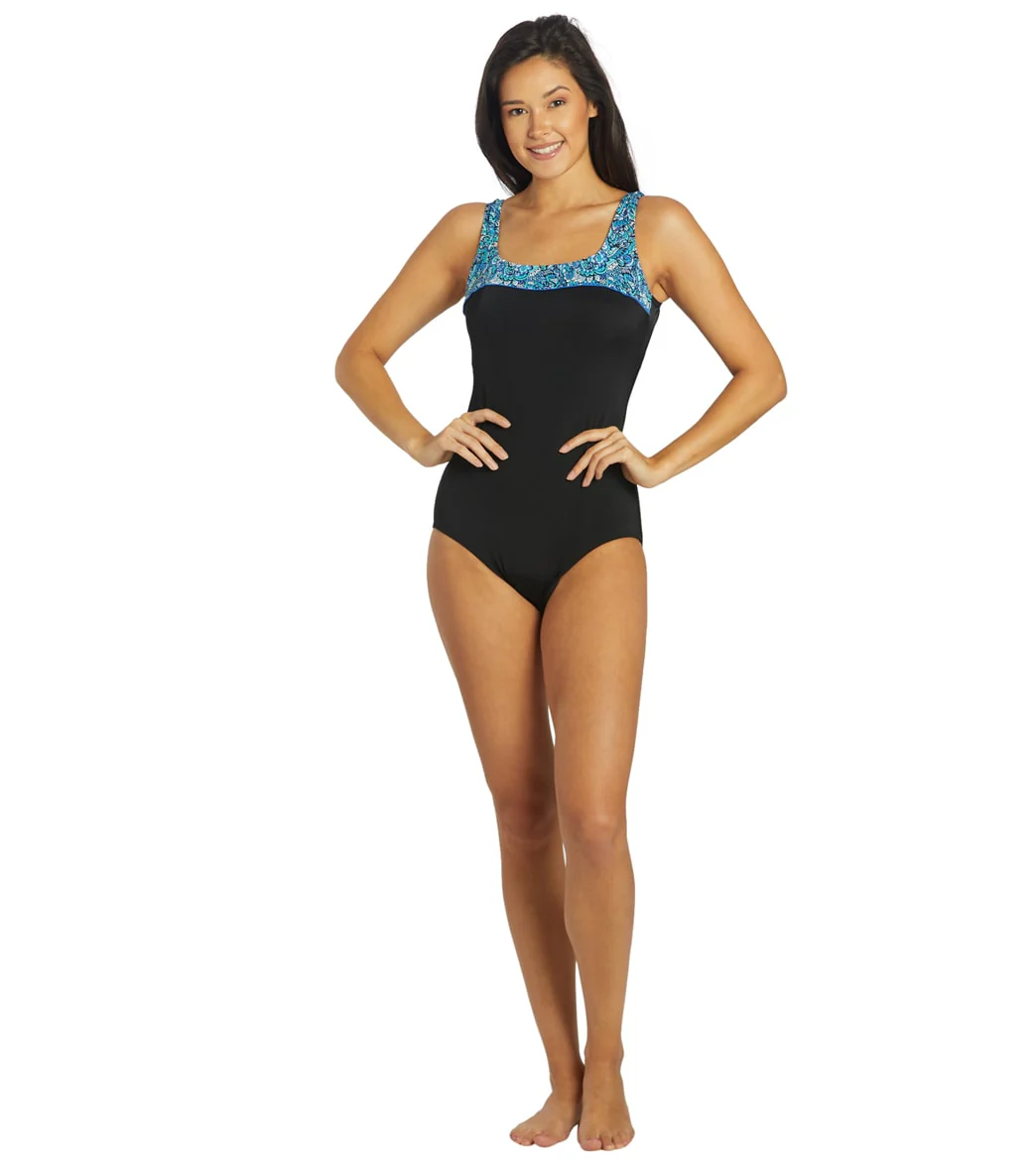 Fit4U Women's Aquarius Square Neck Tank One Piece Swimsuit - Image 4