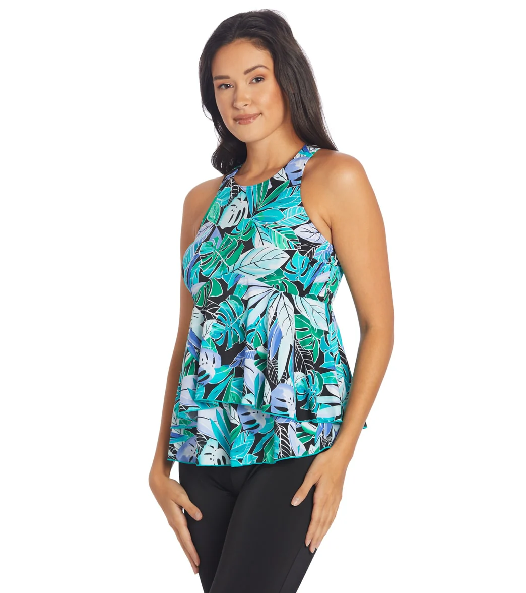 Fit4U Women's Palms High Neck Two Tiered Tankini Top - Image 5