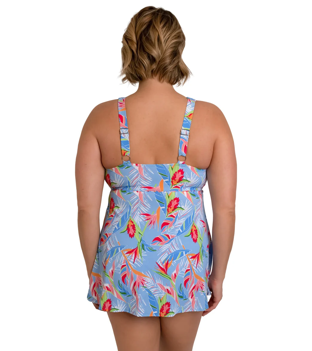 Fit4U Women's Plus Size Dawn Smocked High Neck Swim Dress - Image 2