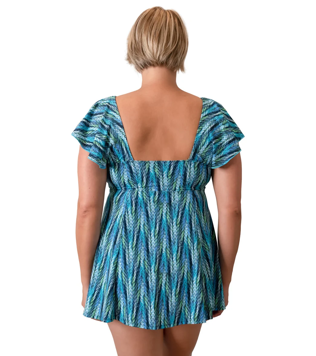 Fit4U Women's Plus Size Lexi Sleeved Surplice Empire Swim Dress - Image 2