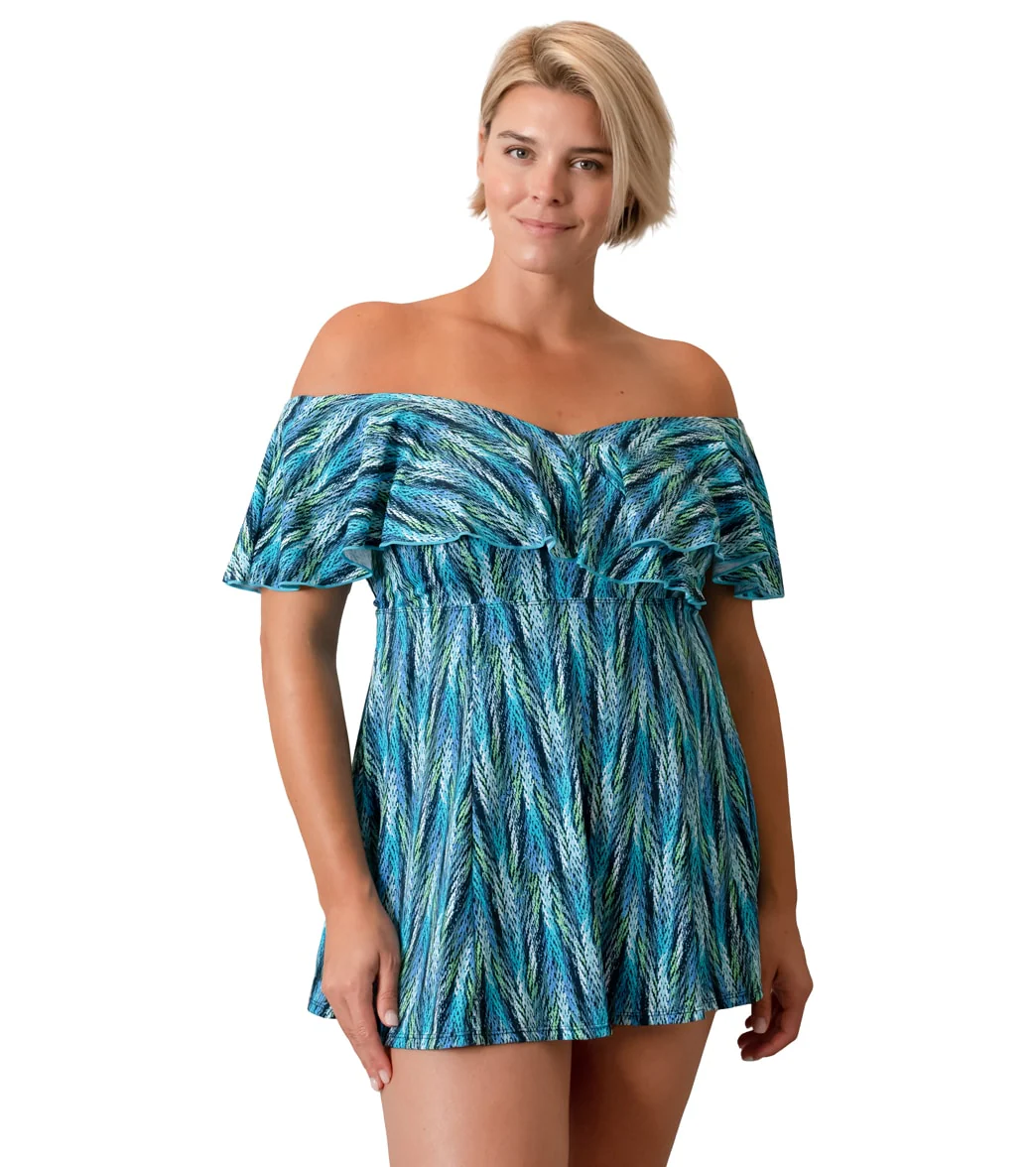 Fit4U Women's Plus Size Lexi Sleeved Surplice Empire Swim Dress - Image 3