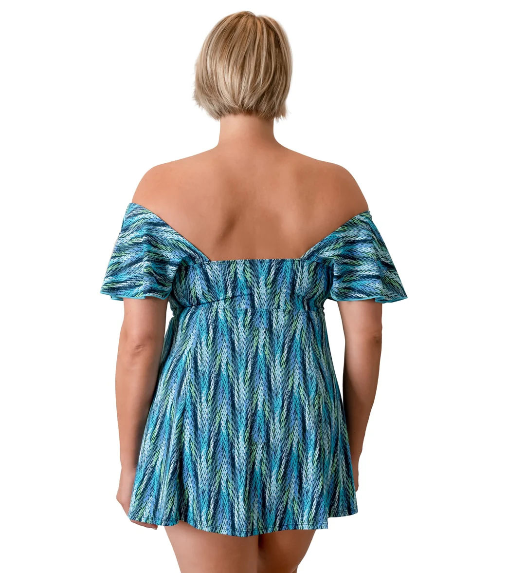 Fit4U Women's Plus Size Lexi Sleeved Surplice Empire Swim Dress - Image 4