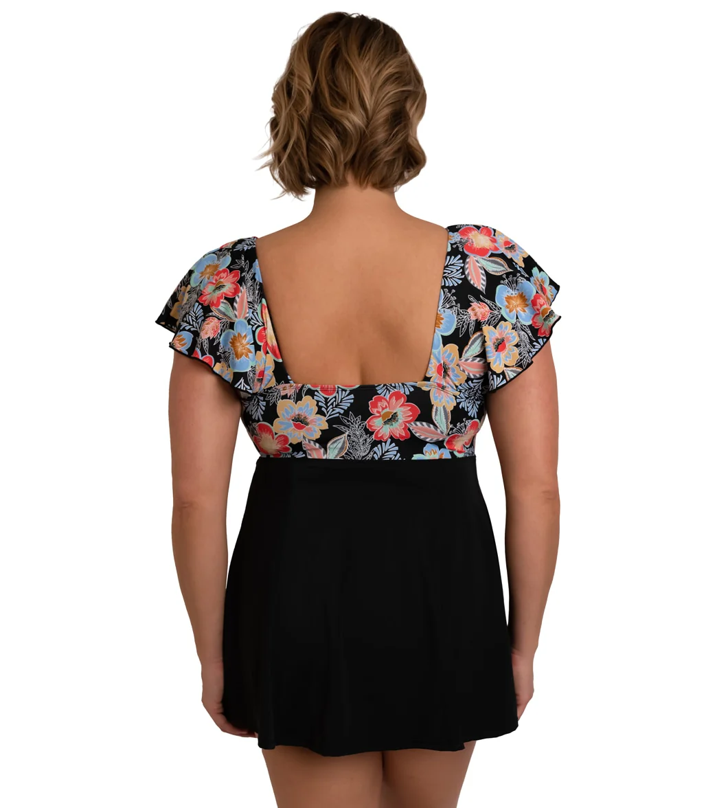 Fit4U Women's Plus Size Makenna Sleeved Surplice Empire Swim Dress - Image 2