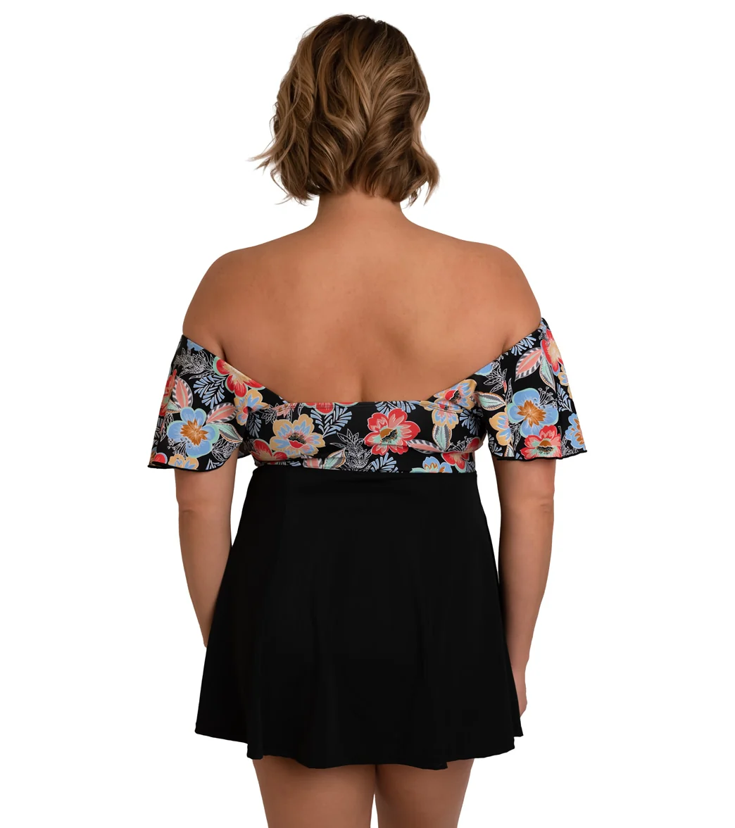 Fit4U Women's Plus Size Makenna Sleeved Surplice Empire Swim Dress - Image 4