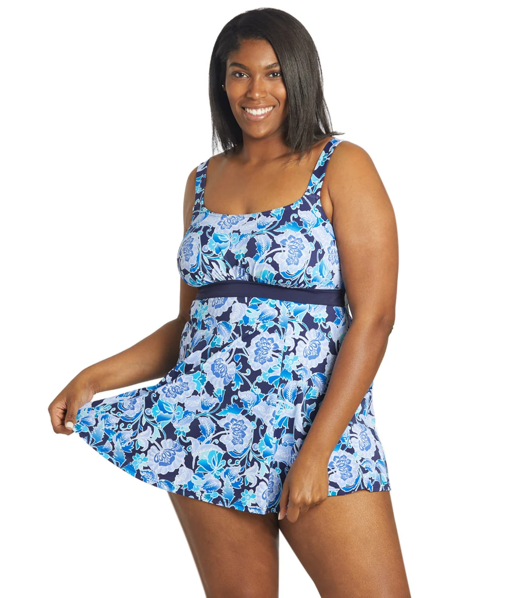 Fit4U Women's Plus Size Singapore Empire Banded Swim Dress - Image 8