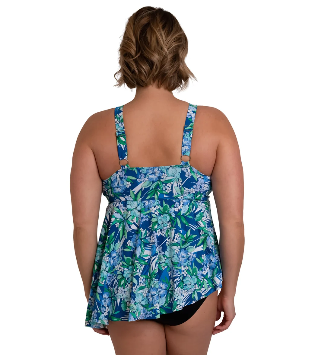 Fit4U Women's Plus Size Tango Hi Neck Asymmetric Tankini Top - Image 2