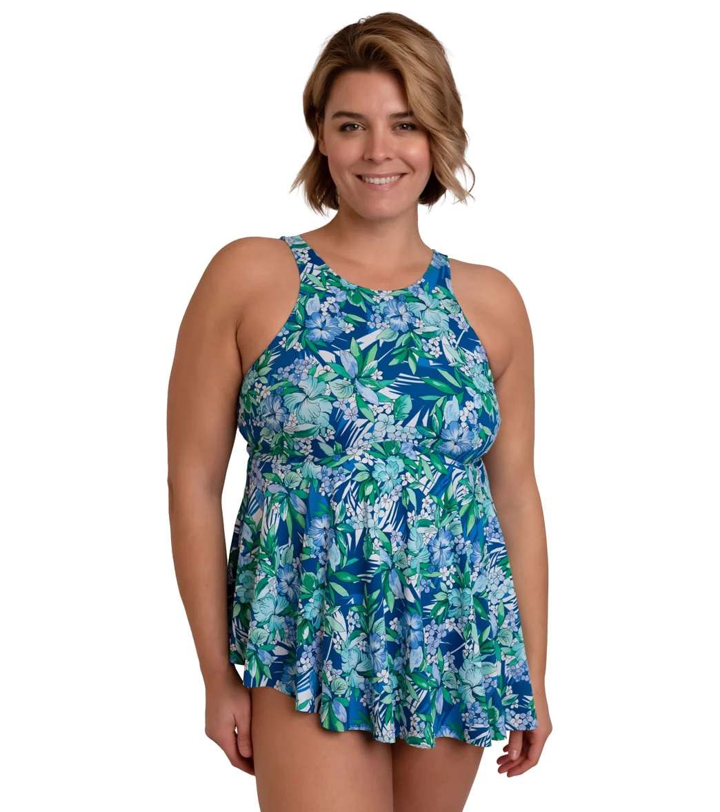 Fit4U Women's Plus Size Tango Hi Neck Asymmetric Tankini Top - Image 4