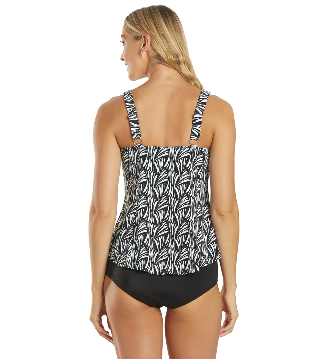 Fit4U Women's Twist and Turn Square Neck V Hem Tankini Top (D & E Cup) - Image 3