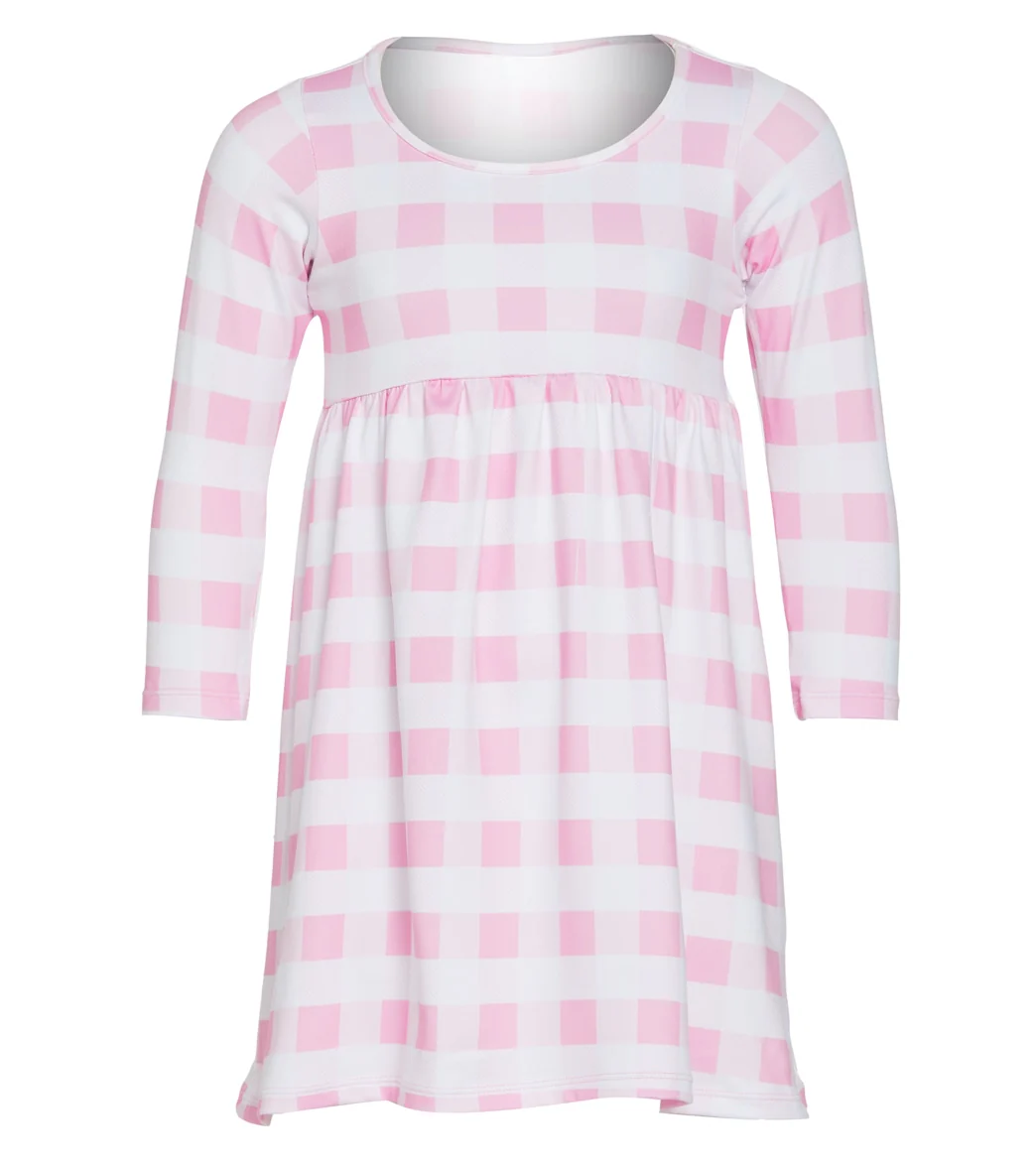 Flap Happy Girls' Buffalo Check Pink Lumi UPF 50+ Dress (Baby, Toddler, Little Kid)
