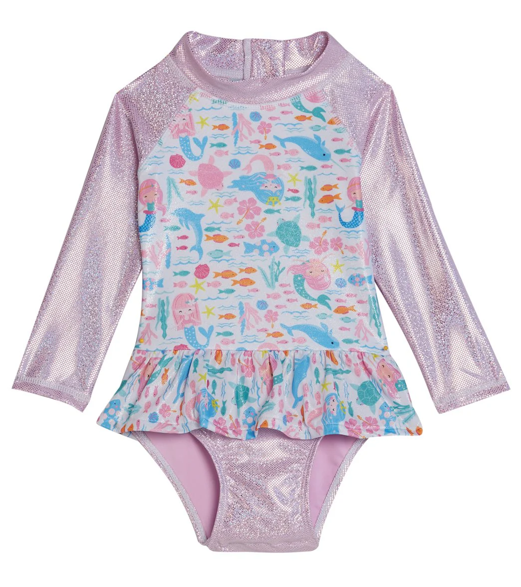 Flap Happy Girls' Fantasea Mermaids Alissa UPF 50+ Long Sleeve One Piece Swimsuit (Baby)