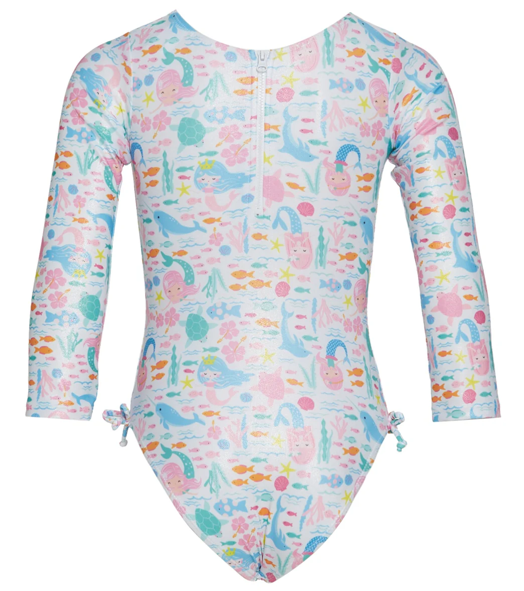 Flap Happy Girls' Fantasea Mermaids Charlie UPF 50+ Long Sleeve One Piece Swimsuit (Toddler, Little Kid) - Image 2