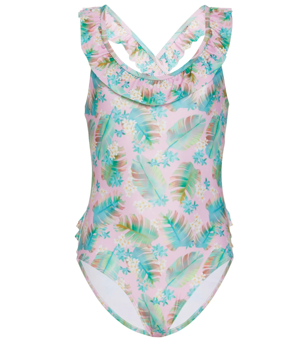 Flap Happy Girls' Luau Palms Mindy UPF 50+ One Piece Swimsuit (Baby, Toddler, Little Kid)