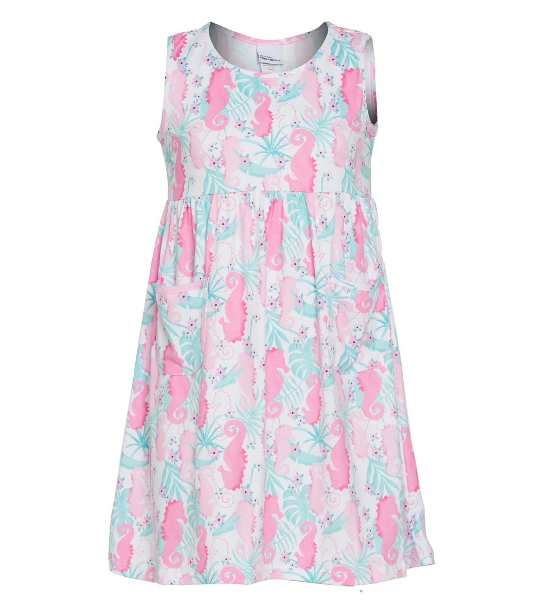 Flap Happy Girls' Magic Seahorse Dahlia UPF 50+ Dress (Baby, Toddler, Little Kid)