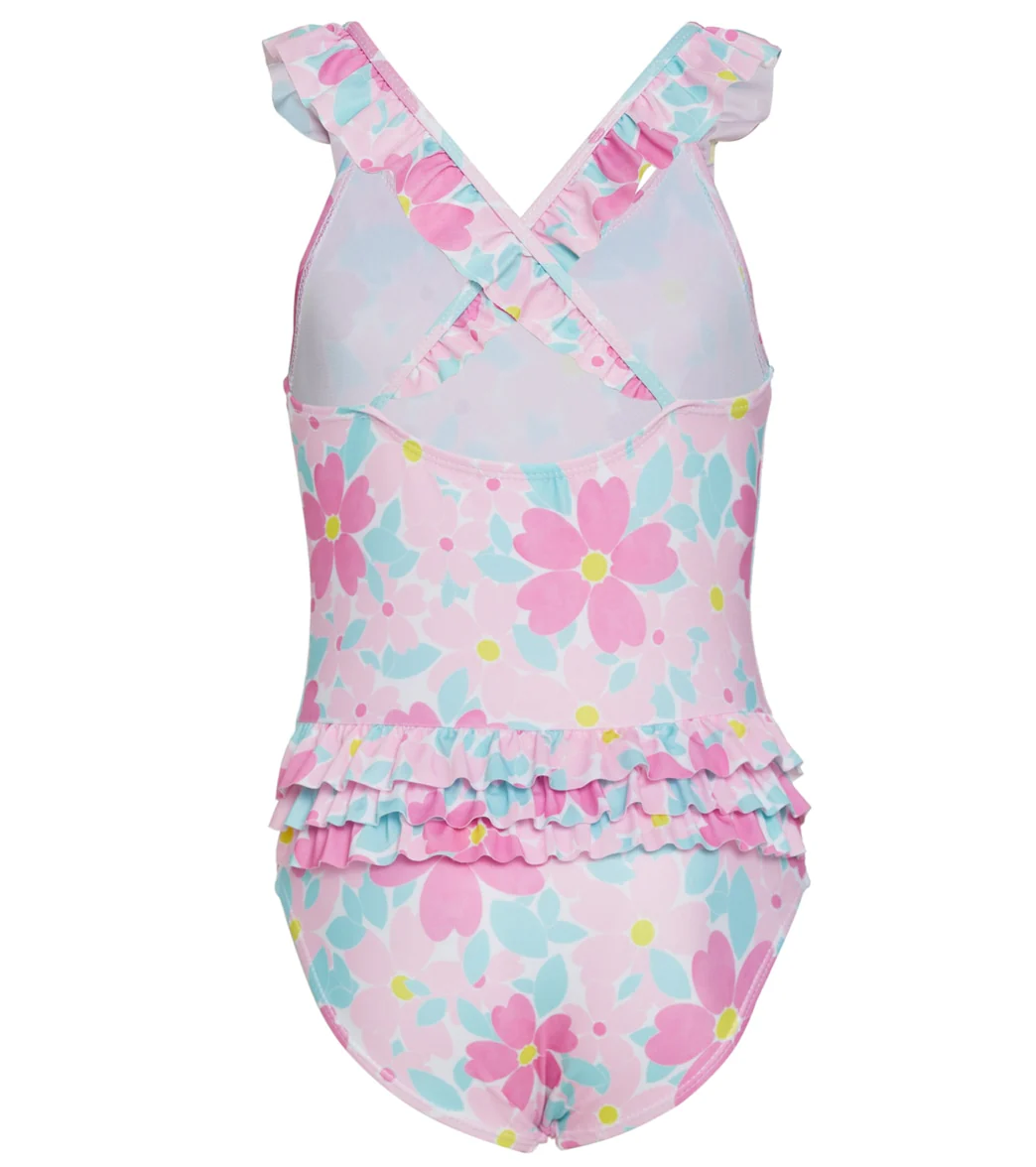 Flap Happy Girls' Painted Flowers Mindy UPF 50+ One Piece Swimsuit (Baby, Toddler, Little Kid) - Image 2