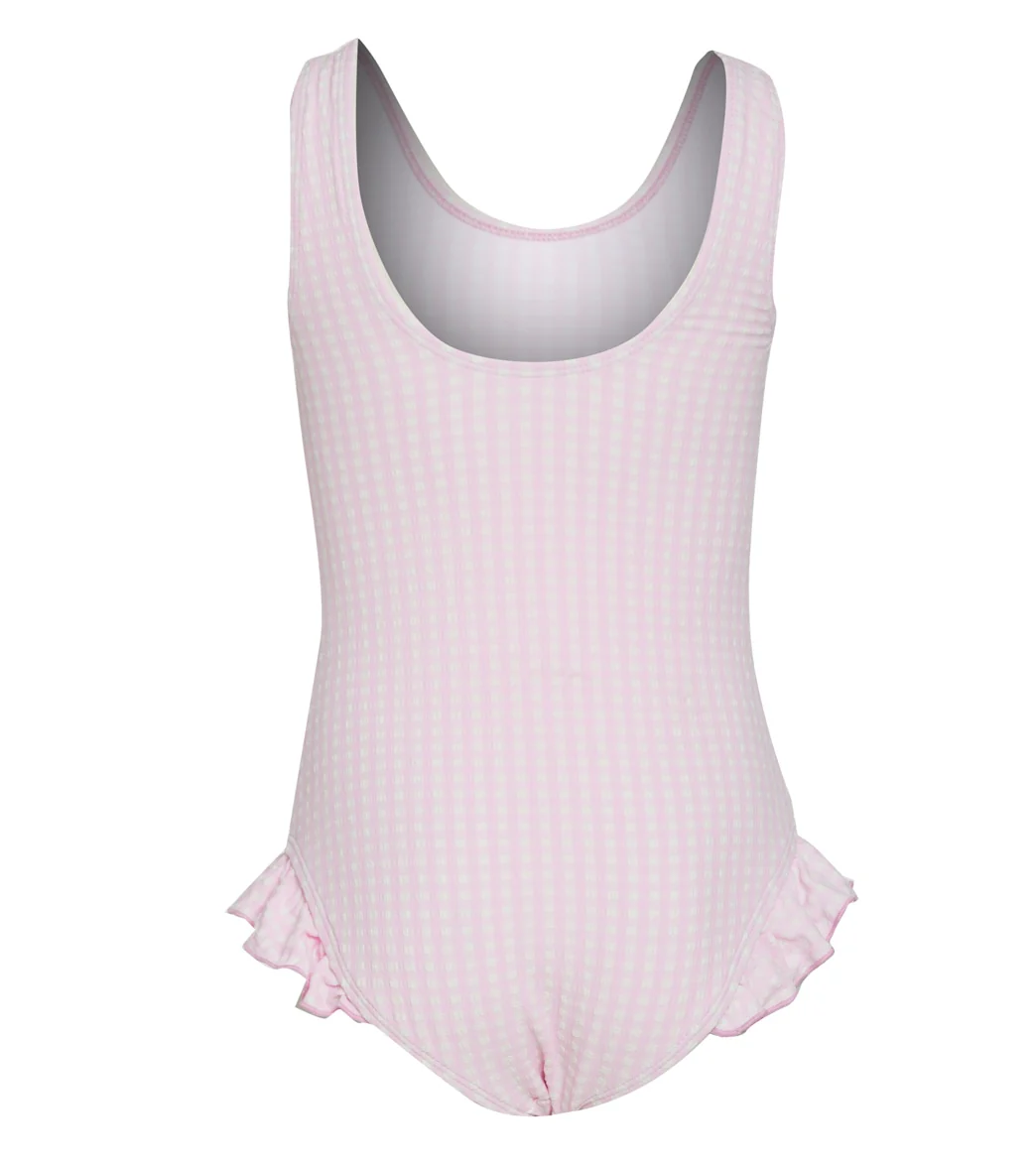 Flap Happy Girls' Pink Gingham Seersucker Delaney UPF 50+ One Piece Swimsuit (Baby, Toddler, Little Kid) - Image 2