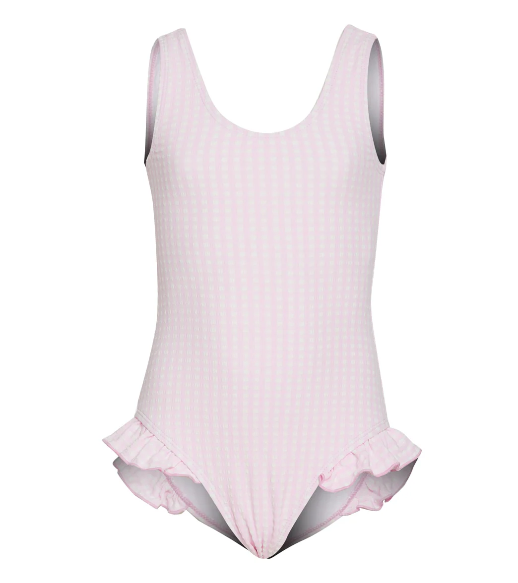 Flap Happy Girls' Pink Gingham Seersucker Delaney UPF 50+ One Piece Swimsuit (Baby, Toddler, Little Kid) - Image 4