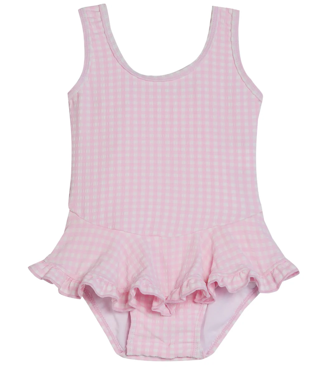 Flap Happy Girls' Pink Gingham Stella Ruffle UPF 50+ One Piece Swimsuit (Baby)