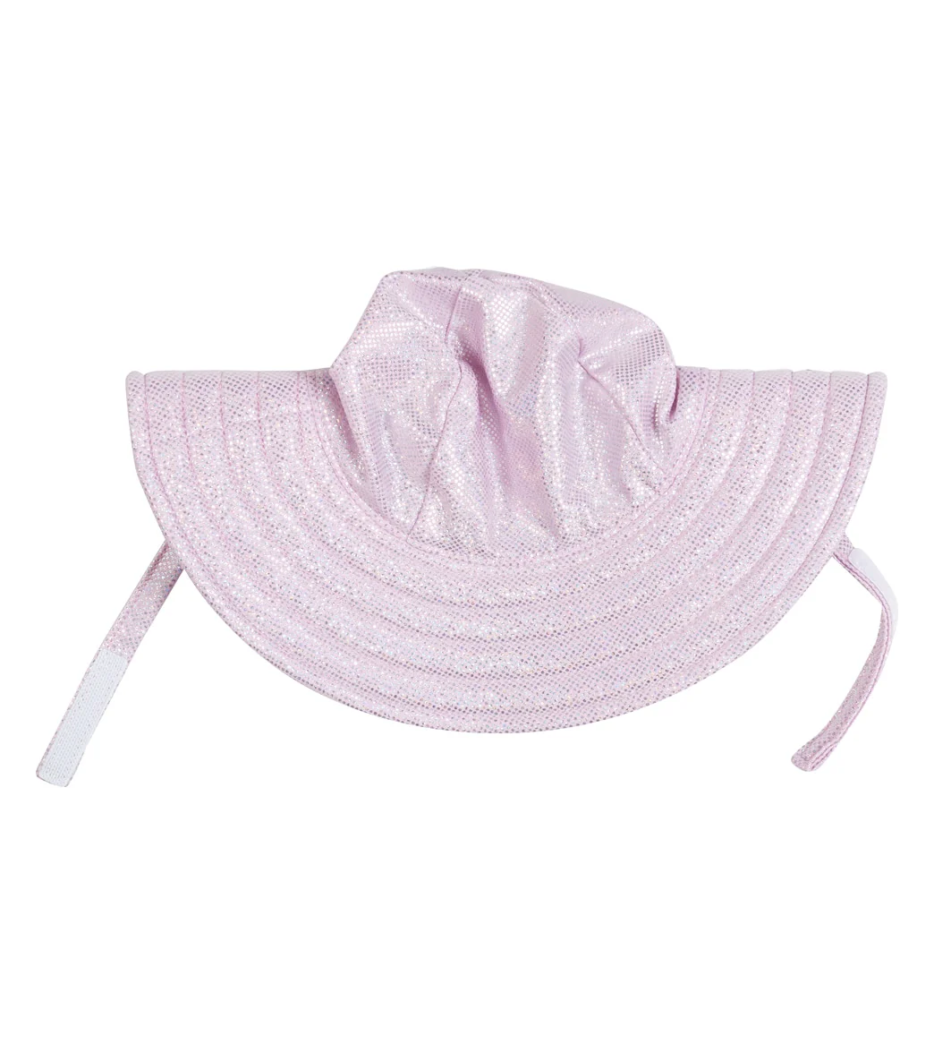 Flap Happy Girls' Sparkling Sunset Pink Summer Splash UPF 50+ Swim Hat - Image 2
