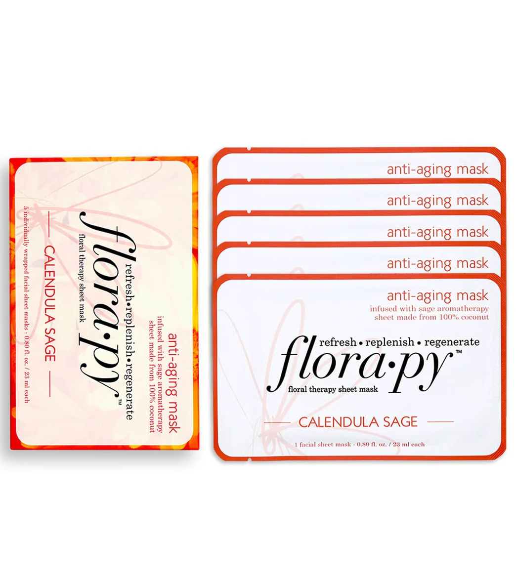 Florapy Anti-aging Aromatherapy Sheet Mask 5 Count, Calendula Sage - Image 3