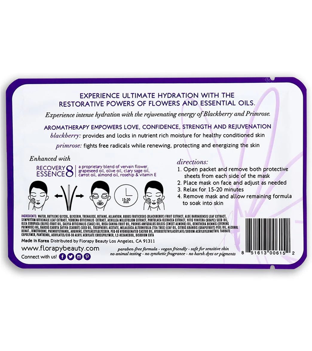 Florapy Deep Hydration Aromatherapy Sheet Mask, Blackberry Primrose - Image 2