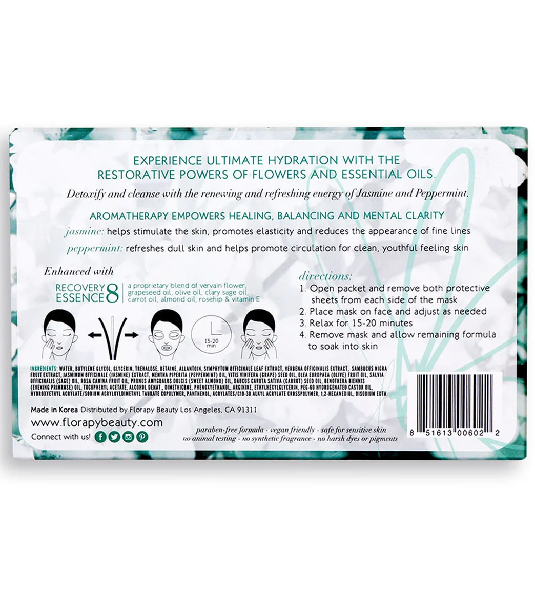 Florapy Detox Aromatherapy Sheet Mask 5 Count, Jasmine Peppermint - Image 2