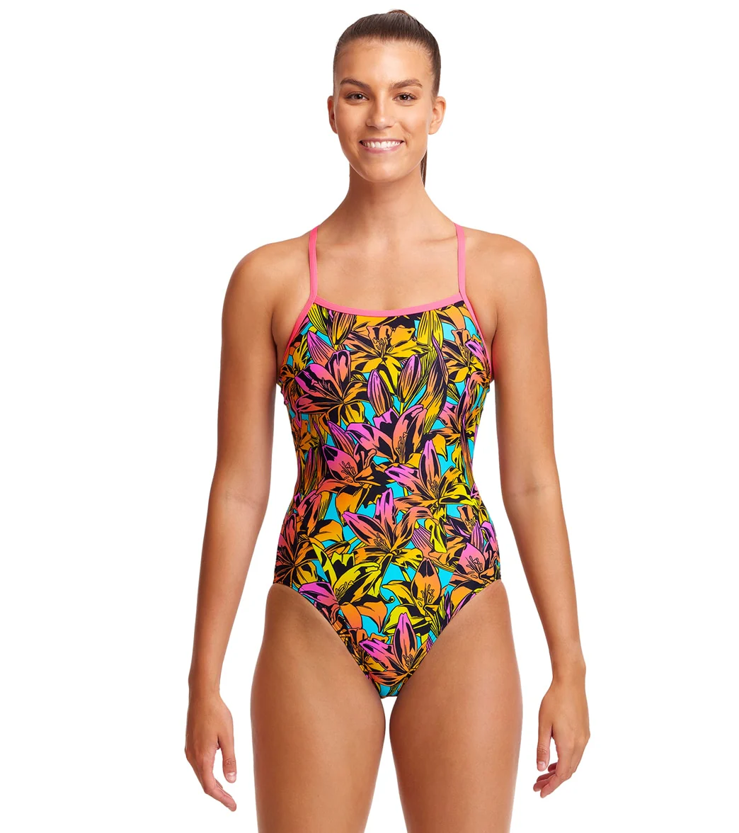 Funkita Women's Large Lillies Single Strap One Piece Swimsuit