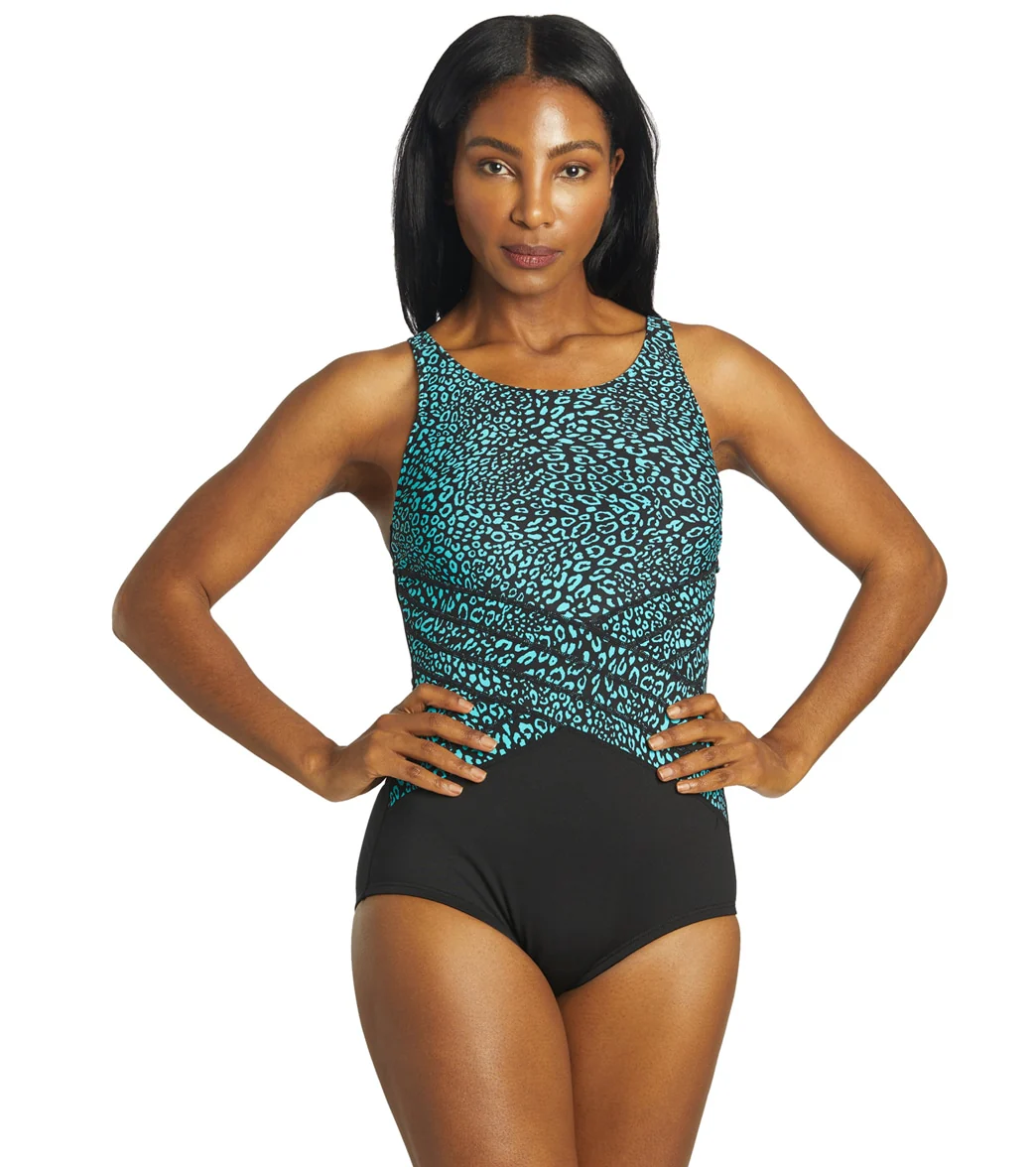 Gabar Woman's Chlorine Resistant Aqua Animal High Neck Once Piece Swimsuit (C/D Cup) - Image 14