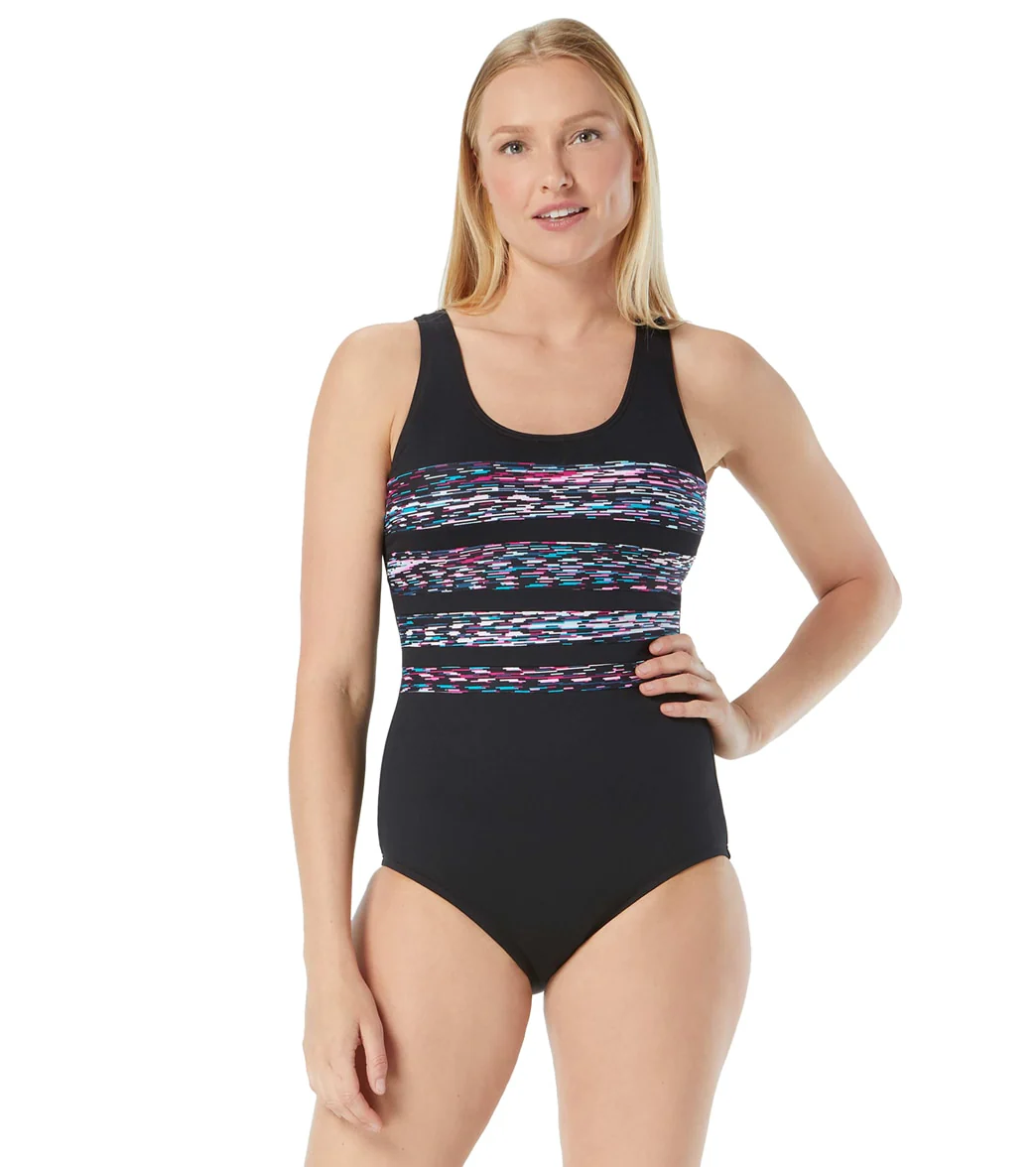 Gabar Women's Chlorine Resistant High Tide Scoop Neck Portrait Back One Piece Swimsuit - Image 4