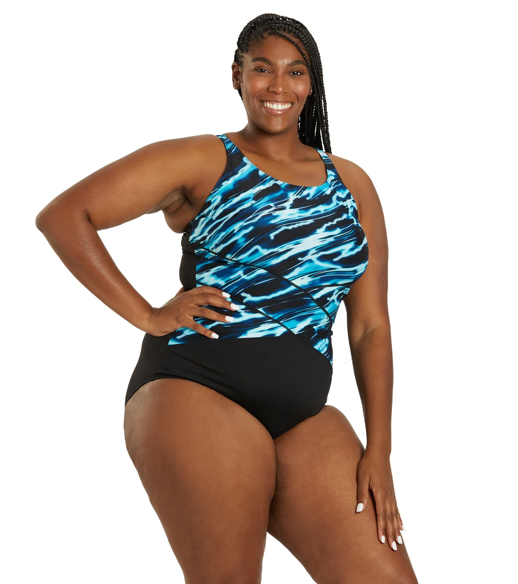 Gabar Women's Mastectomy Chlorine Resistant Deep Sea High Neck One Piece Swimsuit (C-Cup) - Image 2