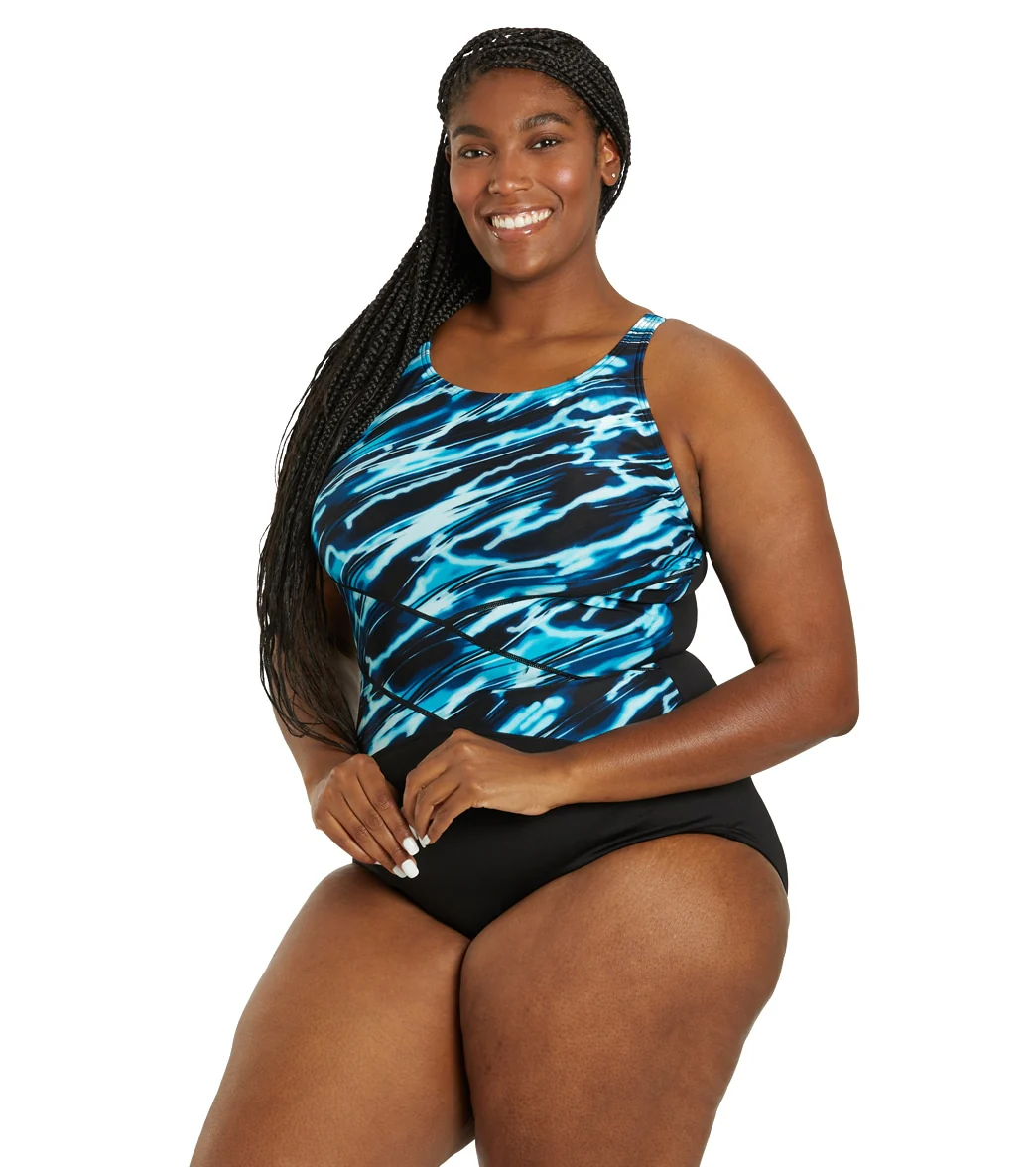 Gabar Women's Mastectomy Chlorine Resistant Deep Sea High Neck One Piece Swimsuit (C-Cup) - Image 4