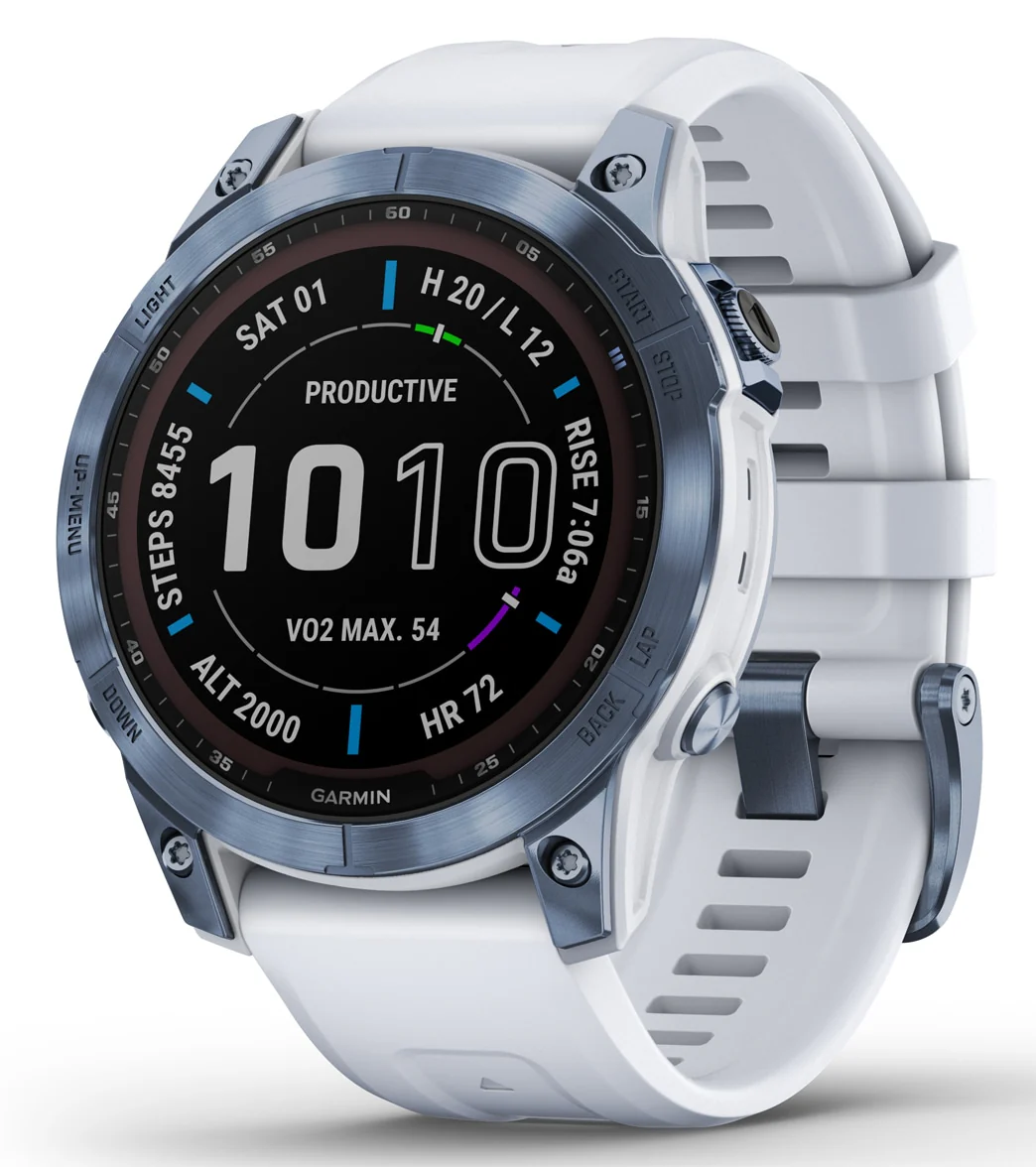 Garmin Fenix 7 Sapphire Solar Mineral Blue DLC Titanium/Whitestone Band - Image 12