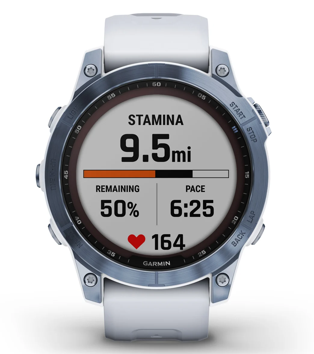 Garmin Fenix 7 Sapphire Solar Mineral Blue DLC Titanium/Whitestone Band - Image 6