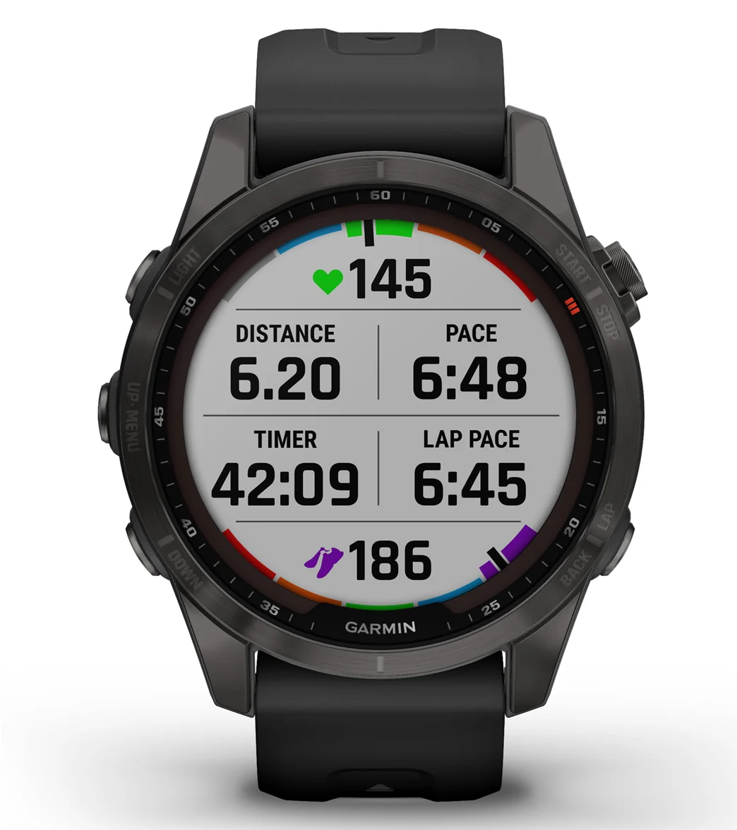 Garmin Fenix 7S Sapphire Solar Carbon Gray DLC Titanium/Black Band - Image 9