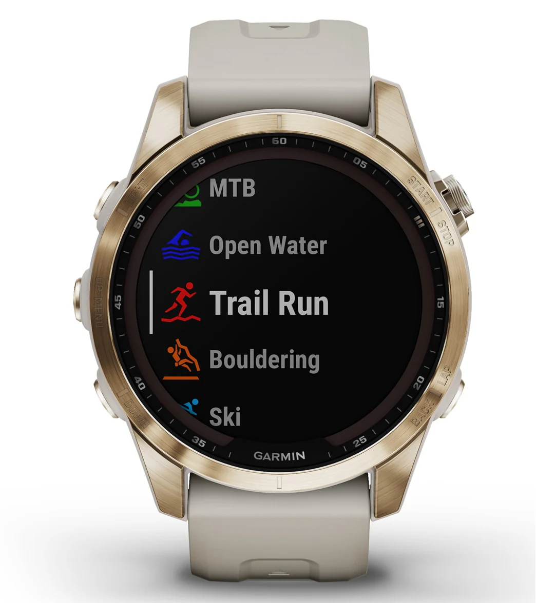 Garmin Fenix 7S Sapphire Solar Cream Gold Titanium/Light Sand Band - Image 7