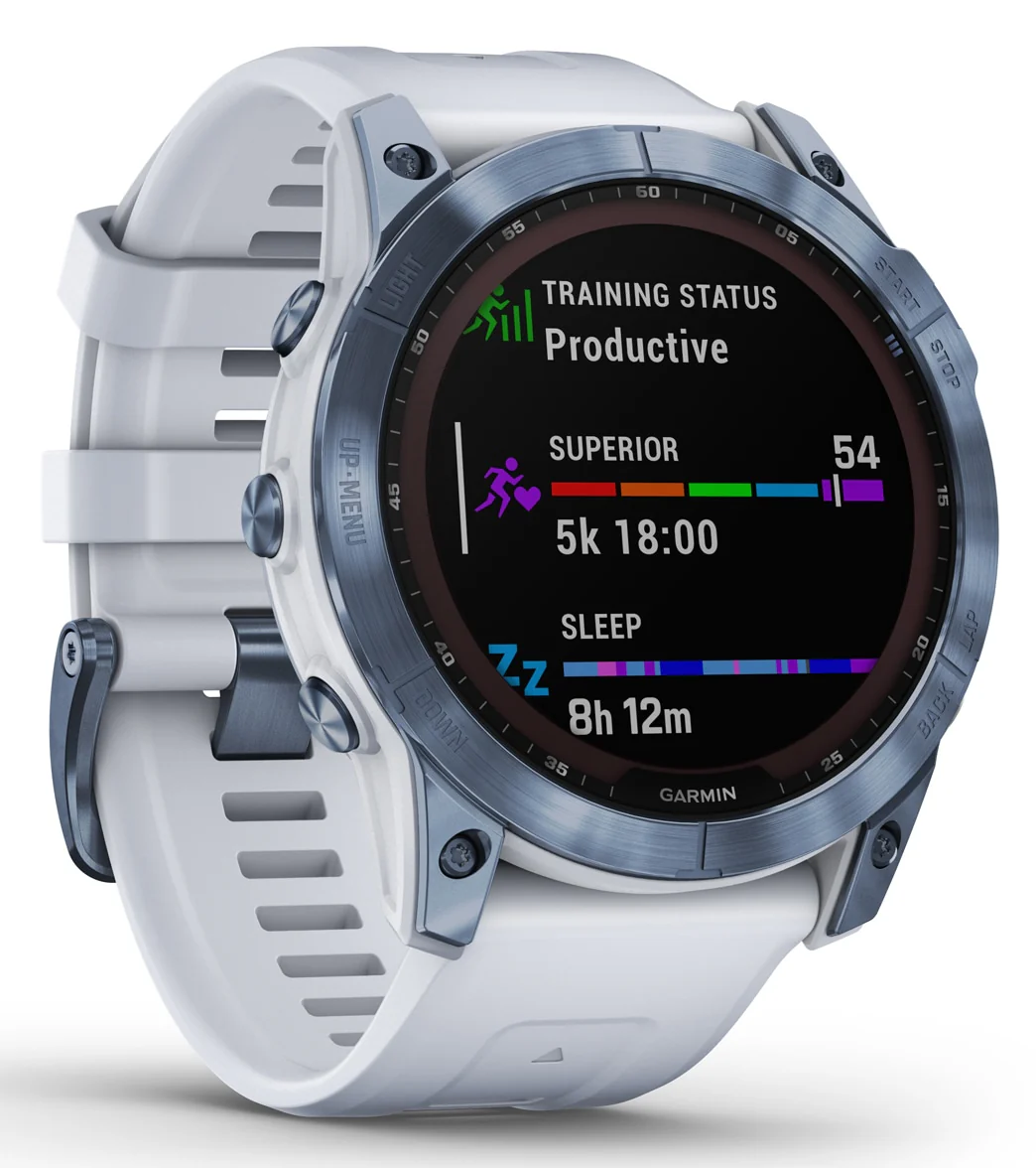Garmin Fenix 7X Sapphire Solar Mineral Blue DLC Titanium/Whitestone Band - Image 3