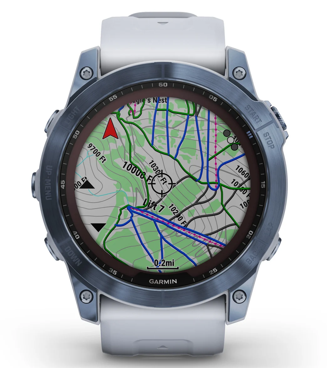 Garmin Fenix 7X Sapphire Solar Mineral Blue DLC Titanium/Whitestone Band - Image 4