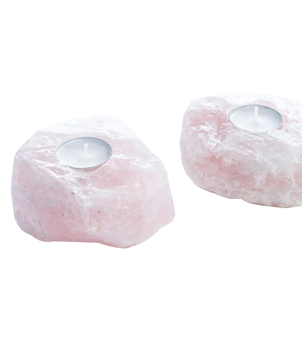 GeoCentral Rose Quartz Candle Holder