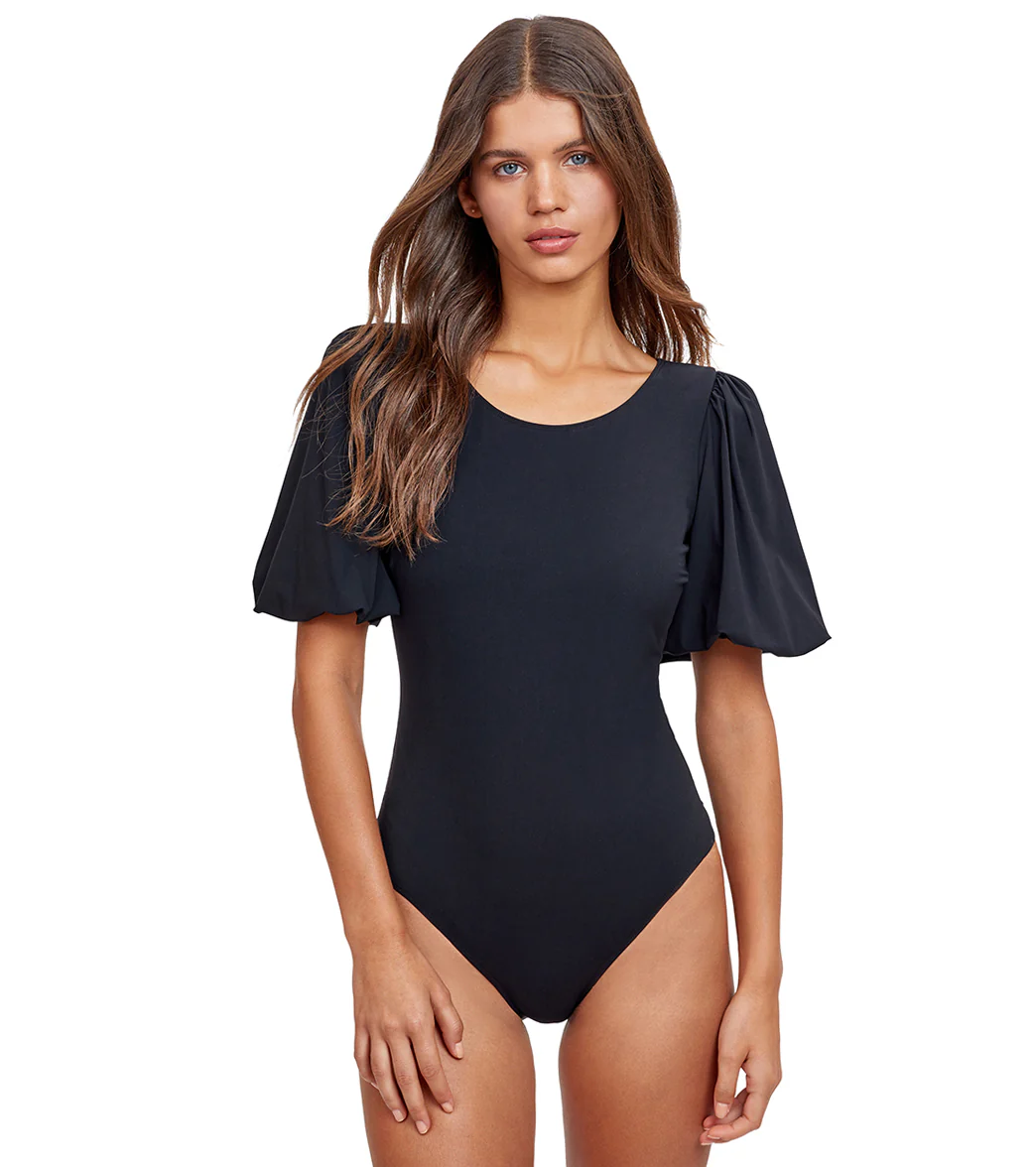 Gottex Modest Women's High Round Neck Puff Sleeves One Piece Swimsuit - Image 10