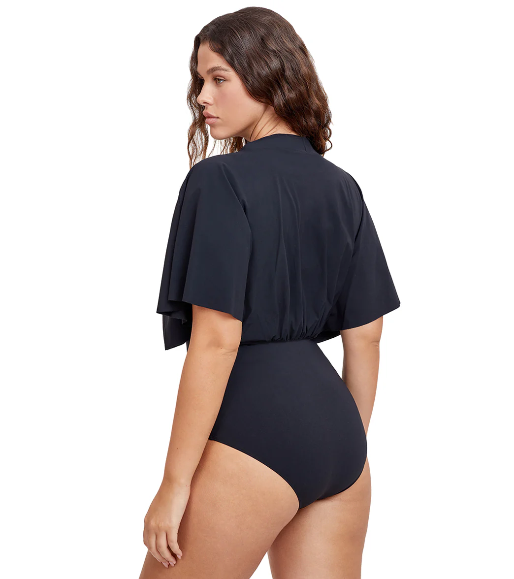 Gottex Modest Women's Solid Surplice Blouson One Piece Swimsuit - Image 3