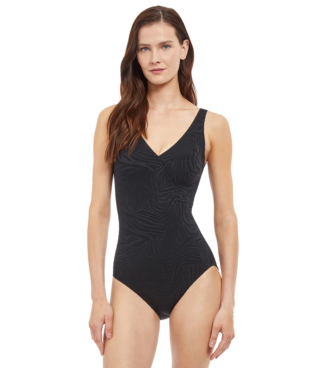 Gottex Women's Africian Escape V Neck Surplice One Piece Swimsuit - Image 10