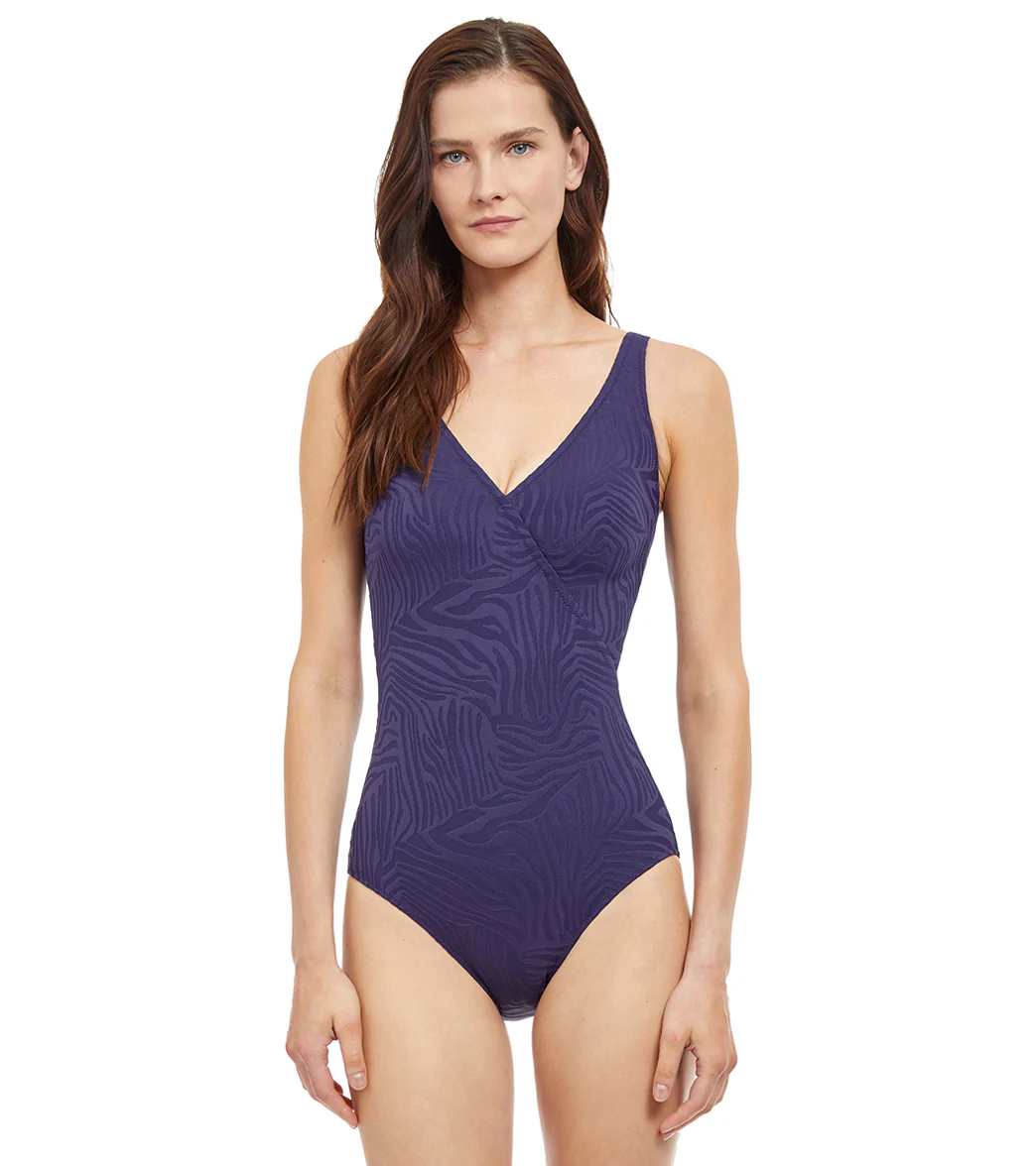Gottex Women's Africian Escape V Neck Surplice One Piece Swimsuit - Image 5