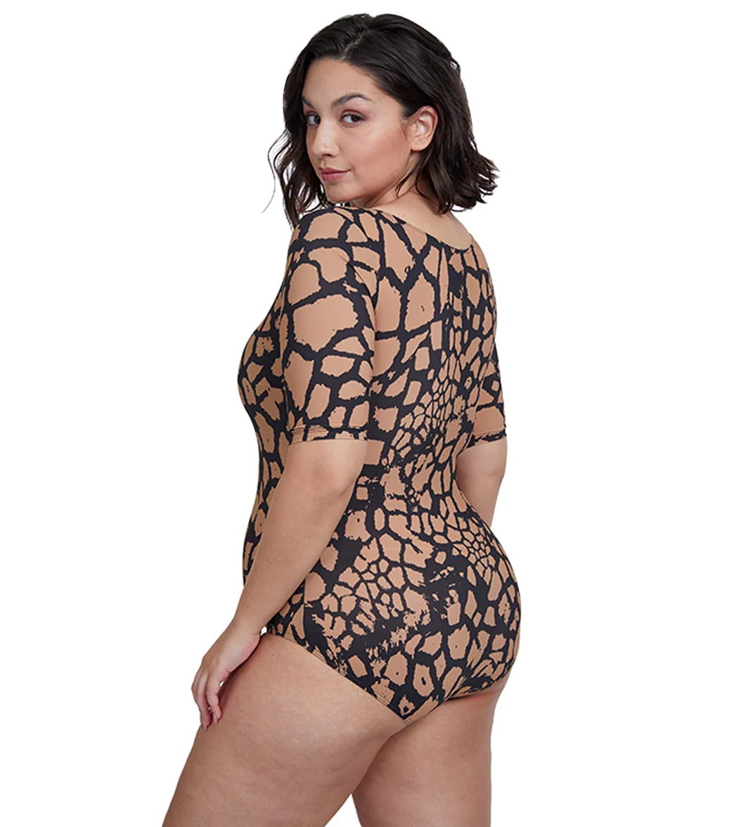 Gottex Women's Modest High Round Neck With Short Sleeves One Piece Swimsuit - Image 3