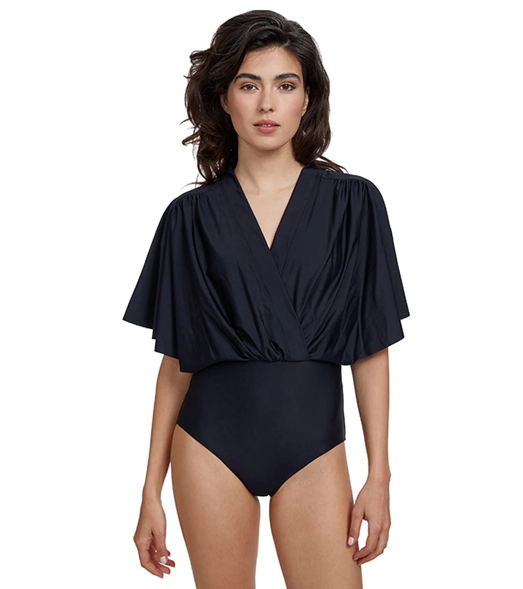 Gottex Women's Modest V Neck With Wide Sleeves One Piece Swimsuit - Image 18