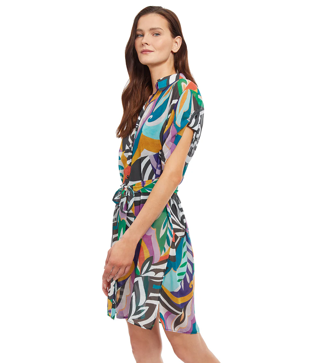 Gottex Women's Tribal Art Button Down Cover Up Blouse - Image 2