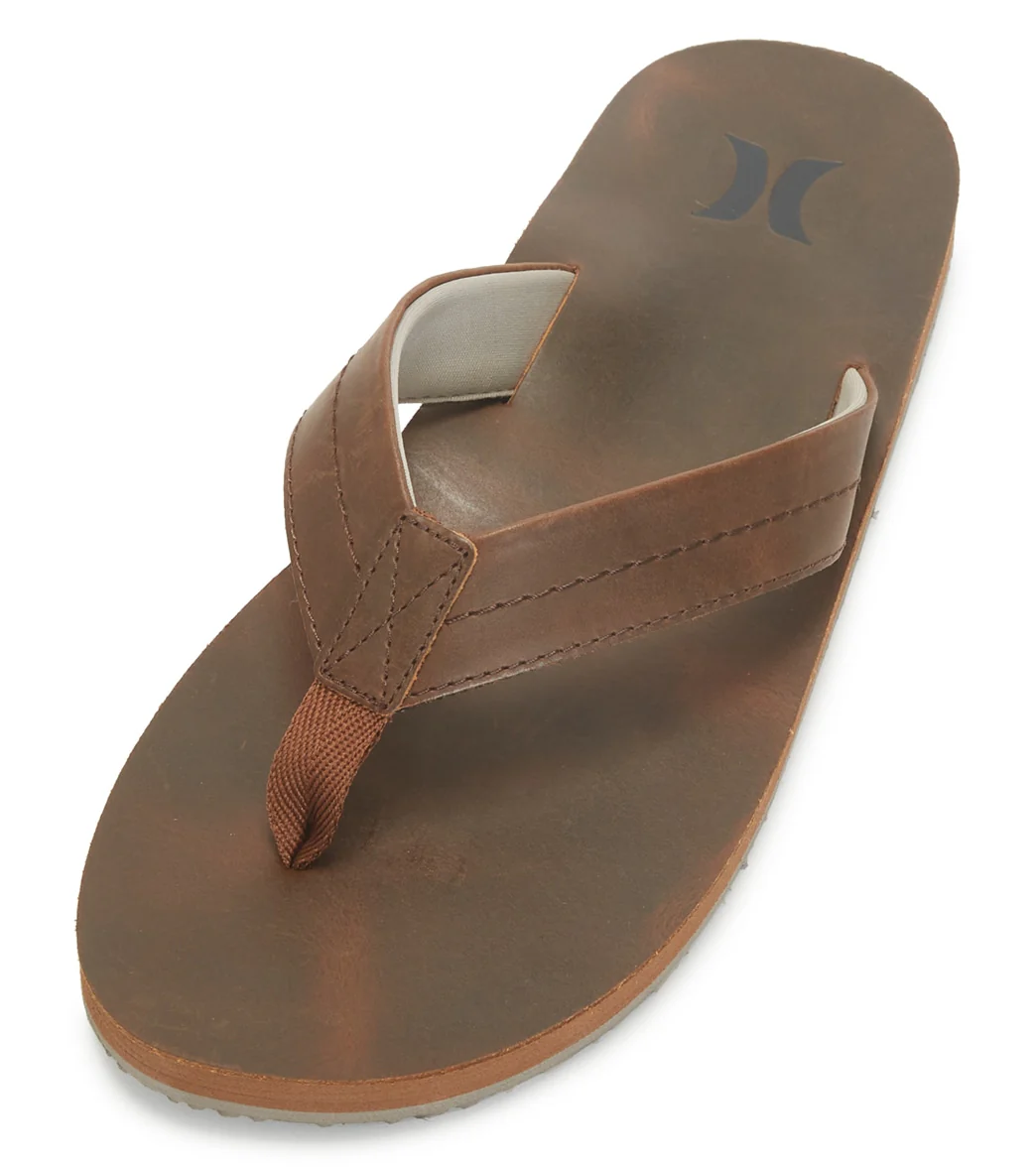 Hurley Men's One And Only Leather Flip Flops - Image 13