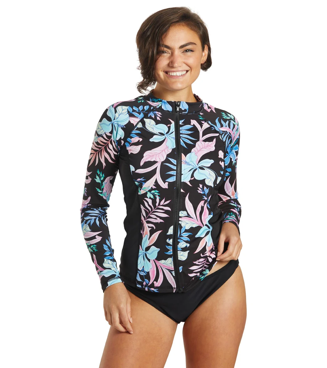 Hurley Women's Lost Paradise Zip Front Long Sleeve UPF 50 Rashguard - Image 6