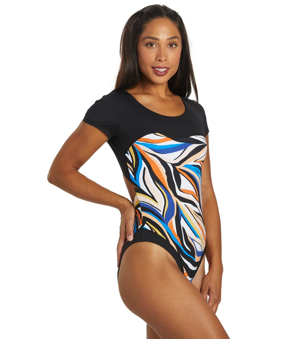 Hurley Women's Max Sand Dunes Short Sleeve UPF 50 One Piece Swimsuit - Image 2