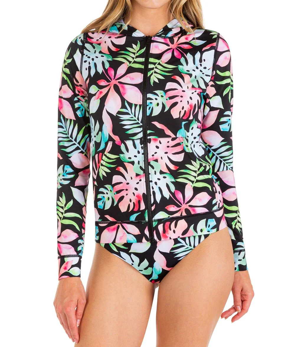 Hurley Women's Tropix Long Sleeve  Zip Hoodie Rashguard - Image 6