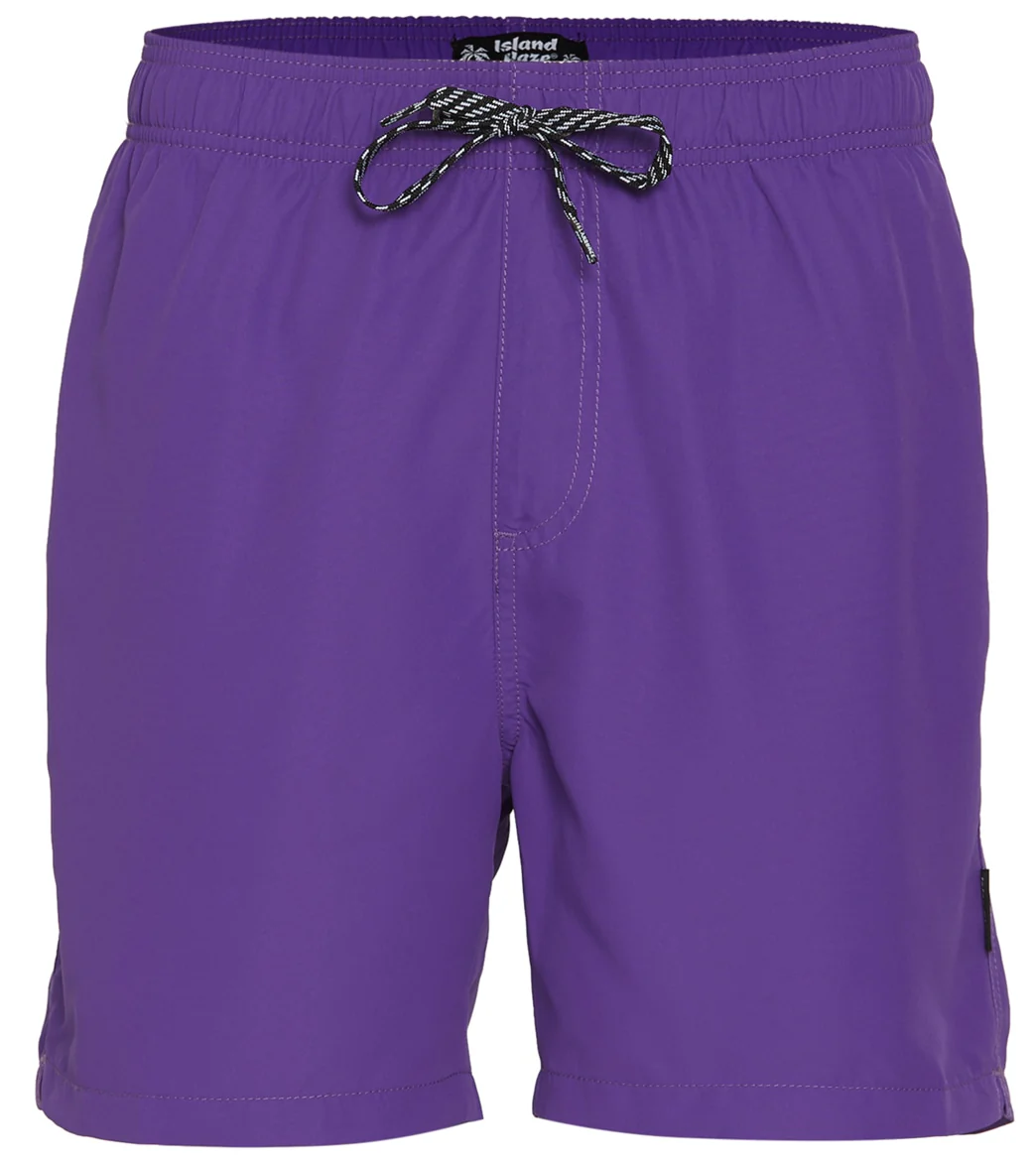 Island Haze Men's 16.5" Barbados Solid Swim Trunks - Image 37