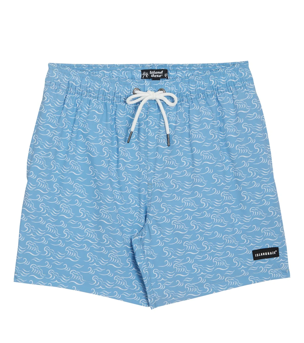 Island Haze Men's 17" Waves Printed Swim Trunks
